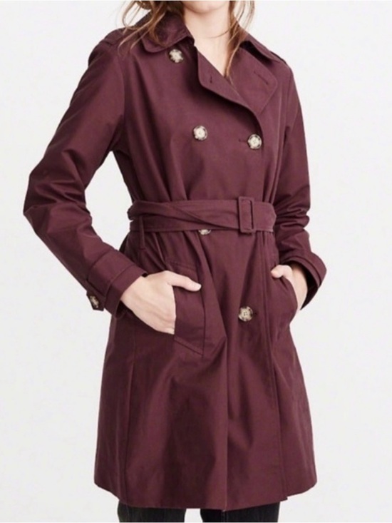 Abercrombie & Fitch Jackets & Blazers - Abercrombie & Fitch Burgundy Double-Breasted Trench Coat Size Small